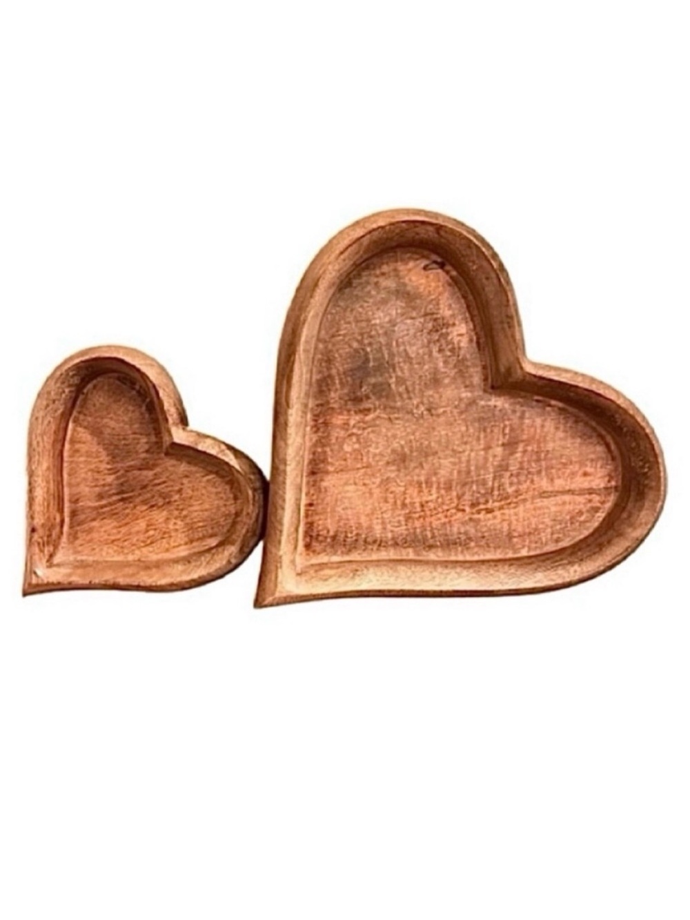🆕-Set/2 Handcrafted Solid Wood Heart Serving Trays.